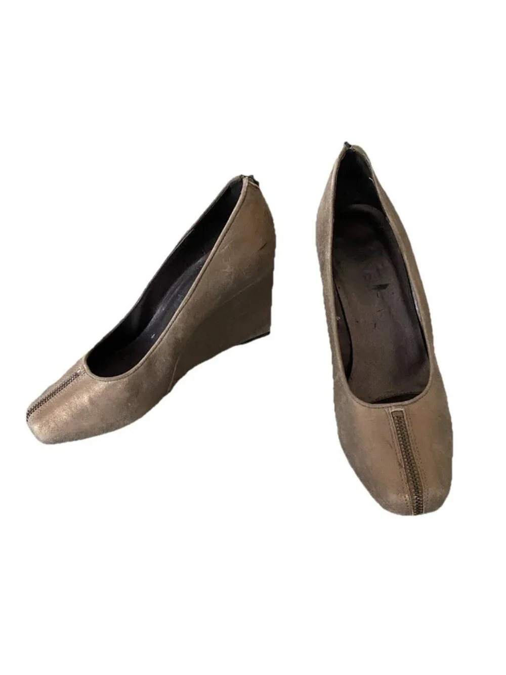Vaneli Bronze Platforms Wedges Metallic Gold Zippered Wedge Heels Size 8 M